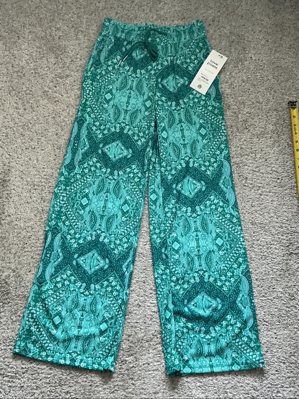 NWT Love Poem Boho Straight-Leg Pants ~ Teal - Picture 2 of 11